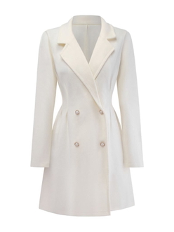 A flat-lay photo of a white, double-breasted wool coat with a lapel collar, long sleeves, and a sleek design, uploaded for AI virtual try-on.