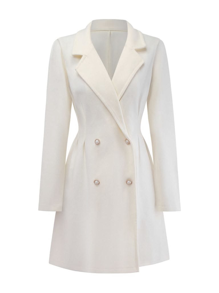 A flat-lay photo of a white, double-breasted wool coat with a lapel collar, long sleeves, and a sleek design, uploaded for AI virtual try-on. A flat-lay photo of a white, double-breasted wool coat with a lapel collar, long sleeves, and a sleek design, uploaded for AI virtual try-on.