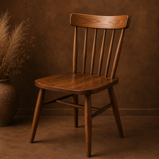The image shows a wooden chair sitting next to a vase of flowers on a brown background. The chair has a classic design with a curved backrest and armrests, and the vase is filled with a variety of colorful flowers. The brown background provides a warm contrast to the vibrant colors of the flowers, making the chair stand out. The image shows a wooden chair sitting next to a vase of flowers on a brown background. The chair has a classic design with a curved backrest and armrests, and the vase is filled with a variety of colorful flowers. The brown background provides a warm contrast to the vibrant colors of the flowers, making the chair stand out.
