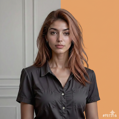 Portrait of a woman on a orange background