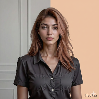 Portrait of a woman on a peach background