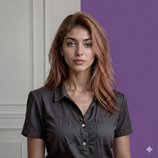 Portrait of a woman on a purple background