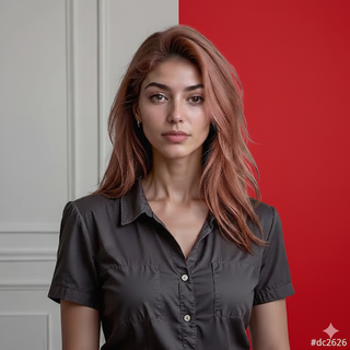 Portrait of a woman on a red background
