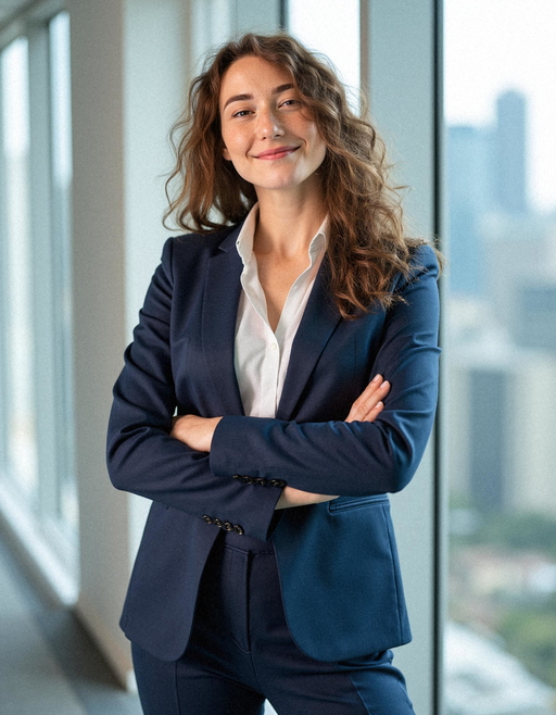 Office scene, corporate headshot