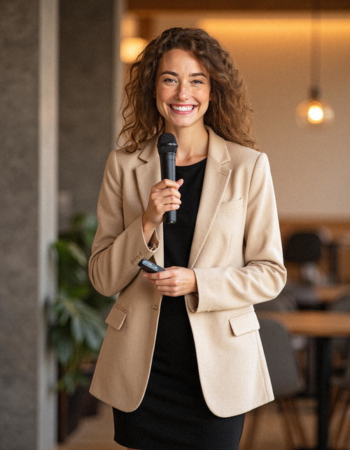 AI-generated visionary speaker portrait AI-generated visionary speaker portrait