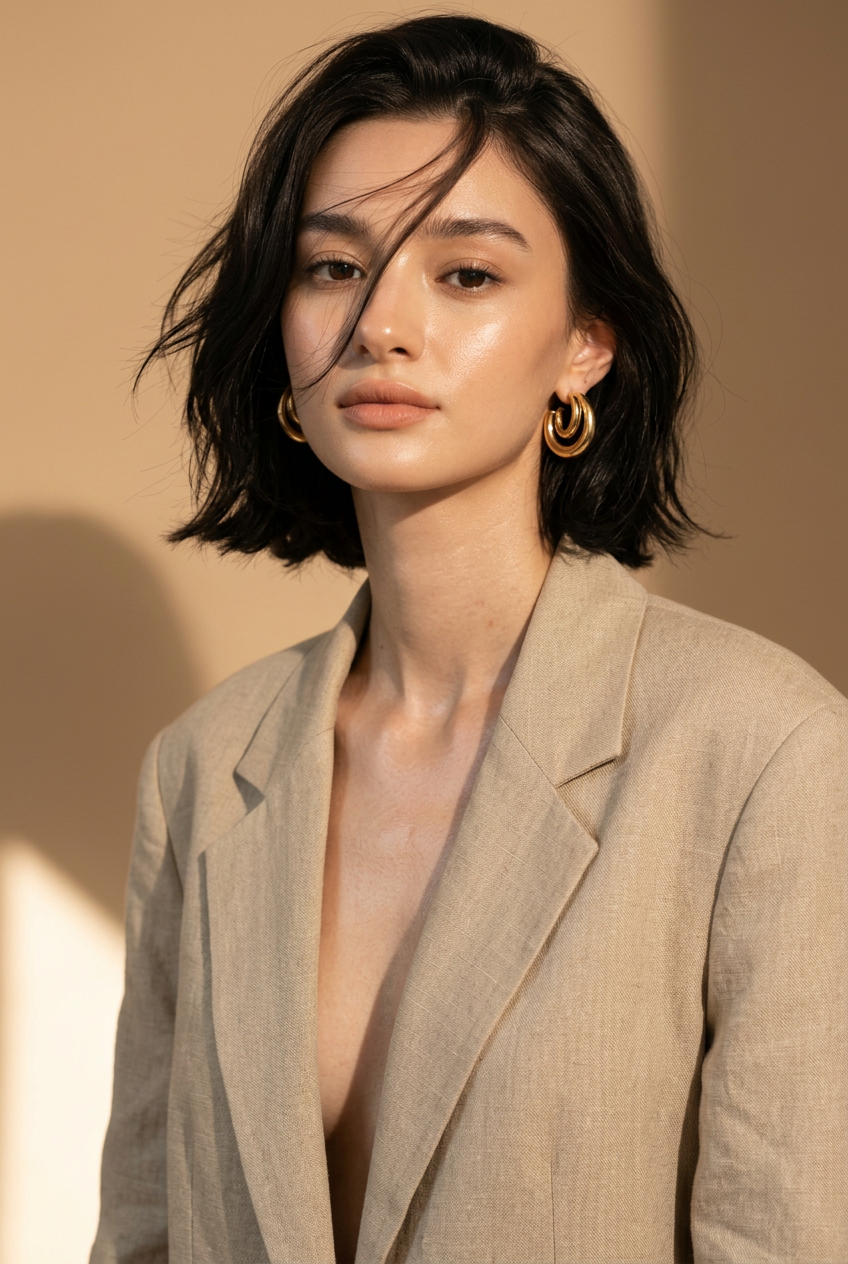 GoStudio.ai / Sand Tone Beauty Editorial Example / AI Image Prompt / GoStudio.ai Sand Tone Beauty Editorial — AI prompt example