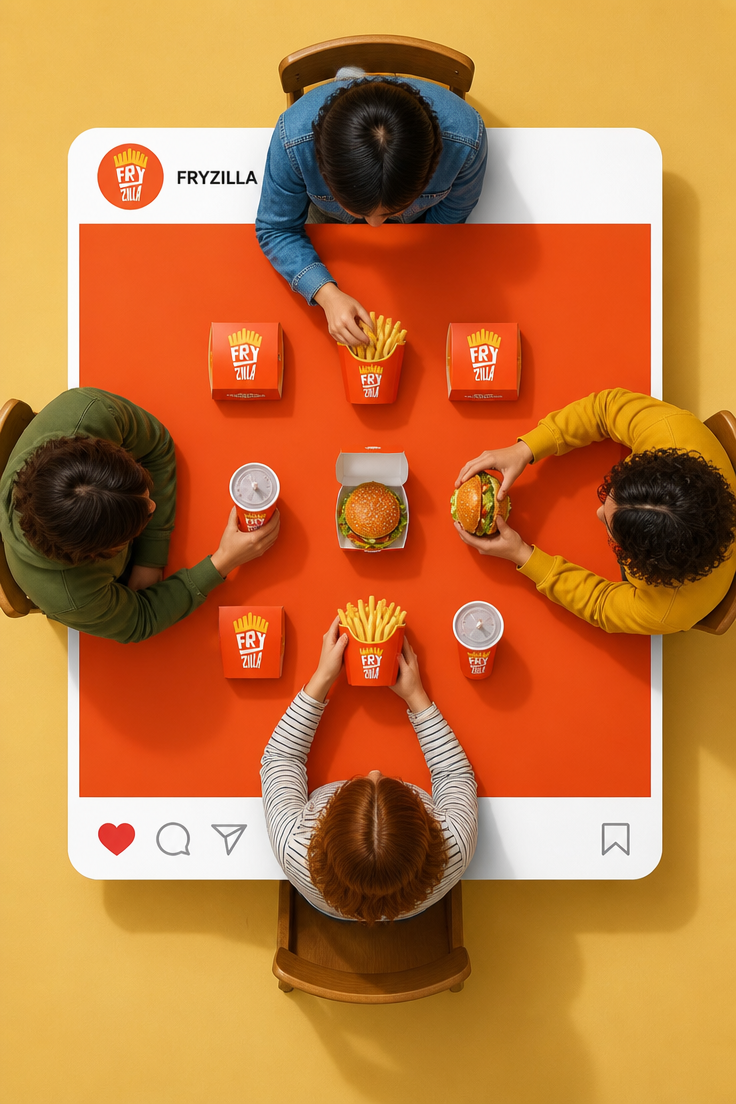 Top-Down Social Ad Layout — AI prompt example