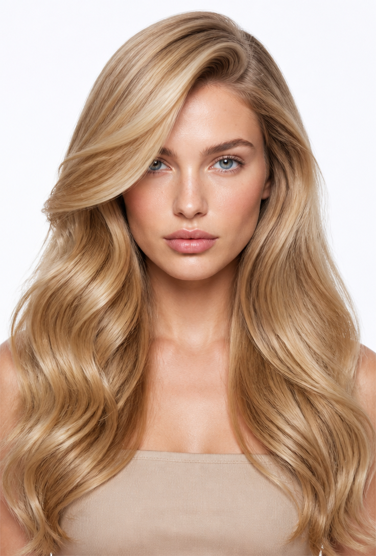 Glossy Blowout Hair Portrait — AI prompt example