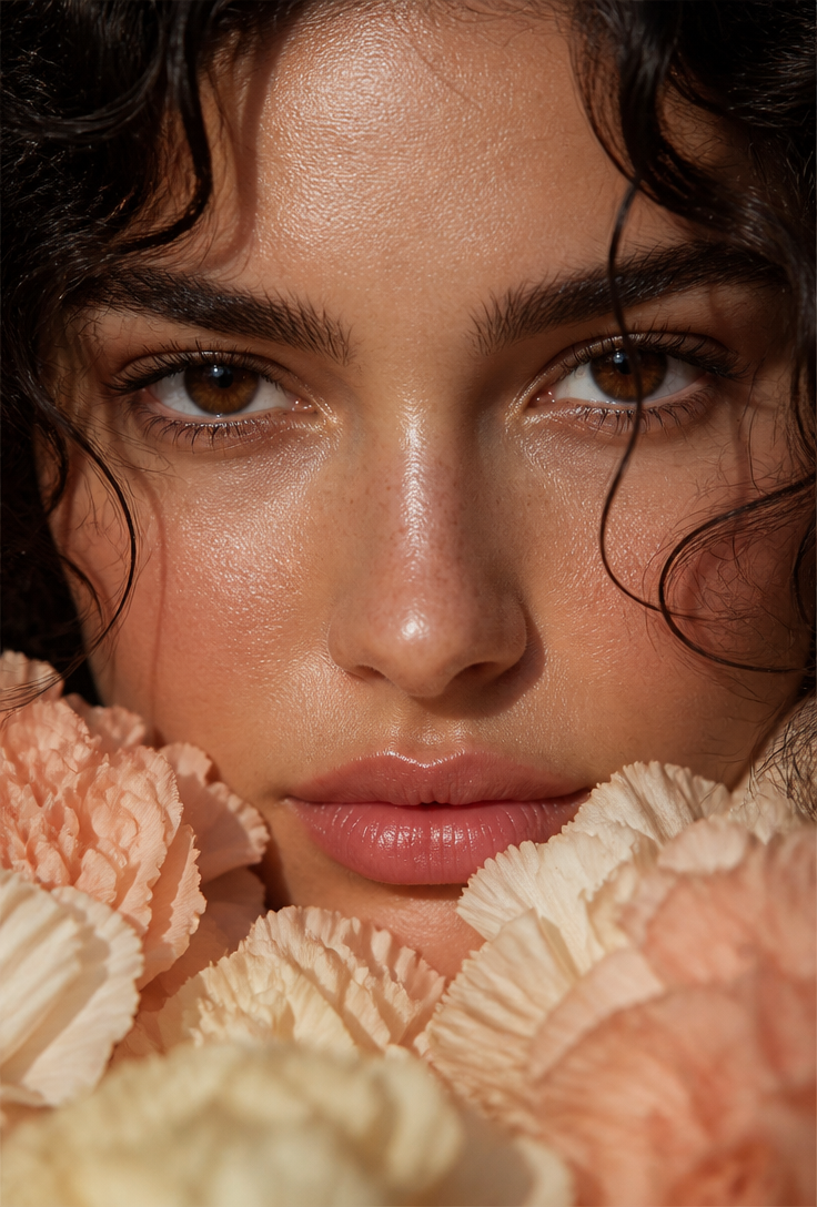 Carnation Close-Up Beauty Portrait — AI prompt example