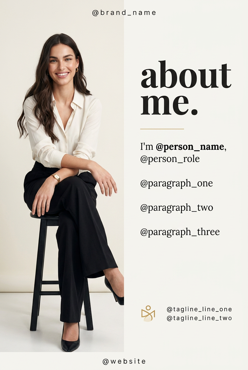 GoStudio.ai / About Me Branding Page Example / AI Image Prompt / GoStudio.ai About Me Branding Page — AI prompt example