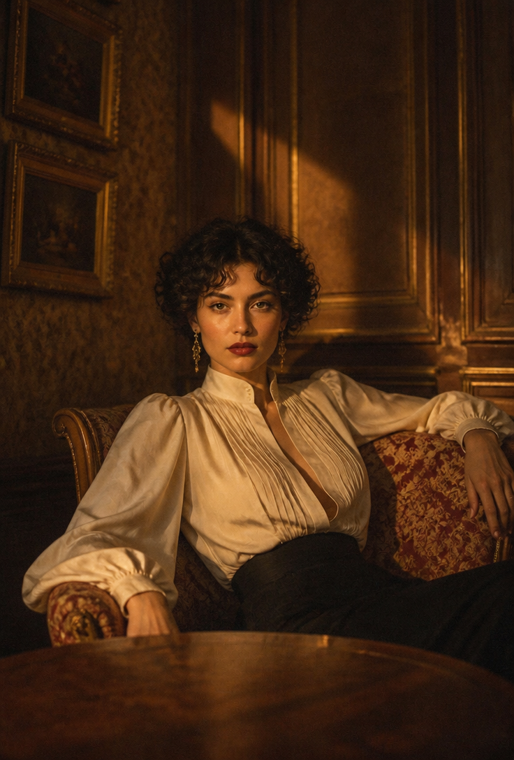 GoStudio.ai / Period Room Cinematic Portrait Example / AI Image Prompt / GoStudio.ai Period Room Cinematic Portrait — AI prompt example