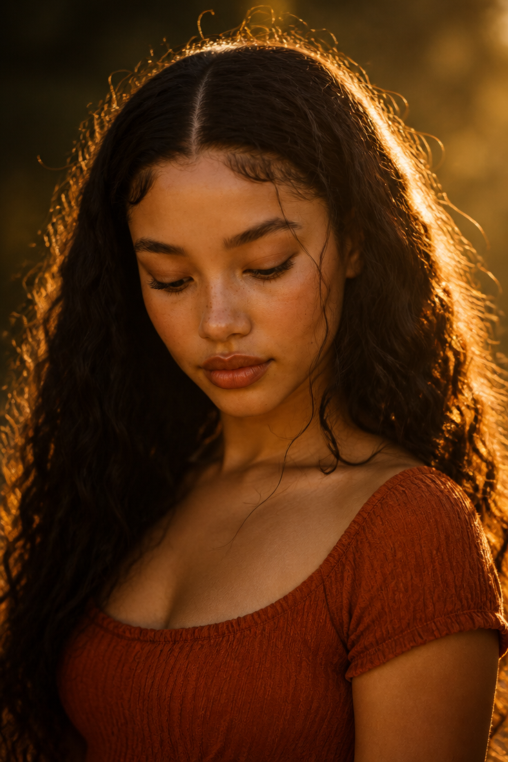 GoStudio.ai / Backlit Golden Hour Portrait Example / AI Image Prompt / GoStudio.ai Backlit Golden Hour Portrait — AI prompt example
