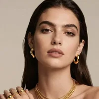 Sample photo with gold hoops and layered chains, try the AI accessory remover