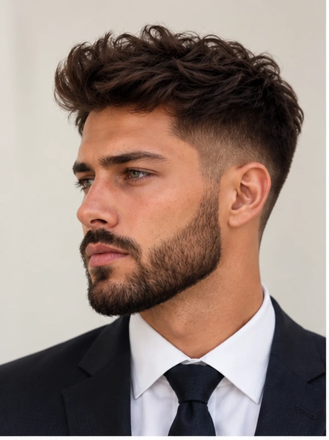 A man in a dark suit and tie with a neat short boxed beard, turned slightly to the camera. A man in a dark suit and tie with a neat short boxed beard, turned slightly to the camera.