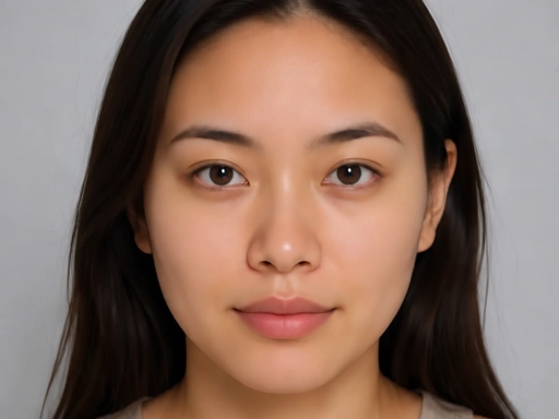 The same studio portrait after blemish removal, the marks and dark spots gone
