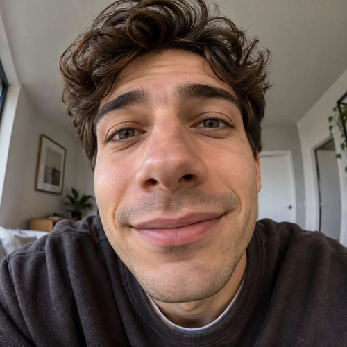 A close-range selfie with an enlarged nose, before lens distortion correction A close-range selfie with an enlarged nose, before lens distortion correction