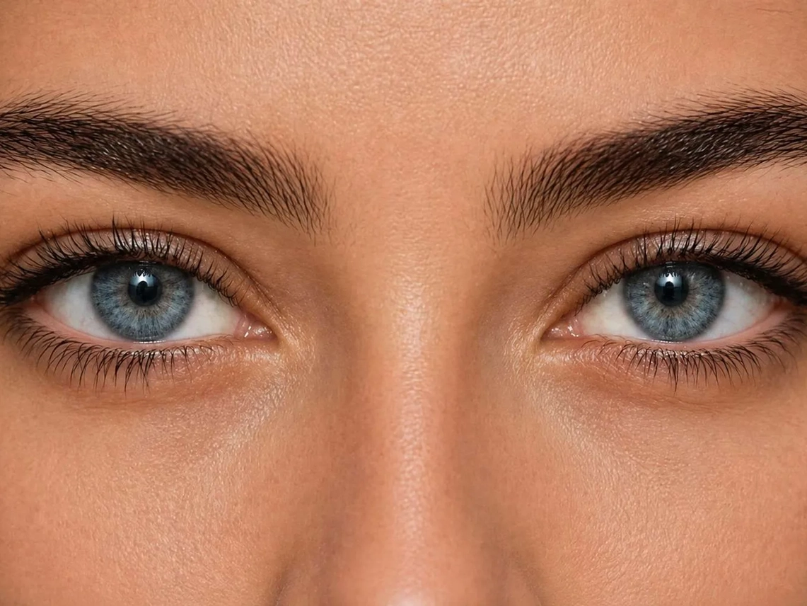The same eyes changed to a light blue-gray by the eye color changer, the dark iris ring and catchlights kept