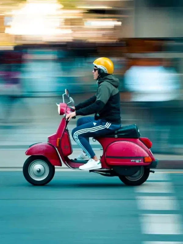 A photo with a motion blur effect added to show speed