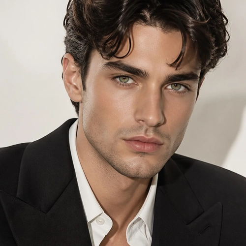 AI image of a man in a black blazer with smooth plastic skin, before the realism pass AI image of a man in a black blazer with smooth plastic skin, before the realism pass