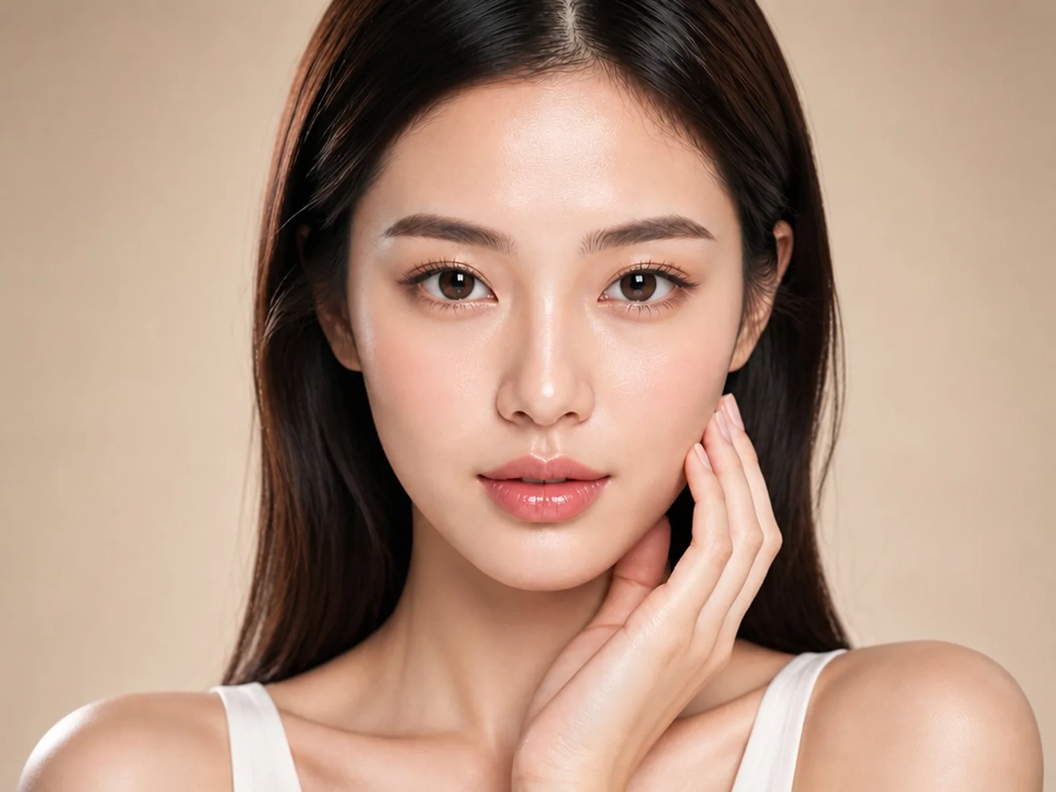 The same crop with pores, fine lines and uneven tone added back, after the fix The same crop with pores, fine lines and uneven tone added back, after the fix