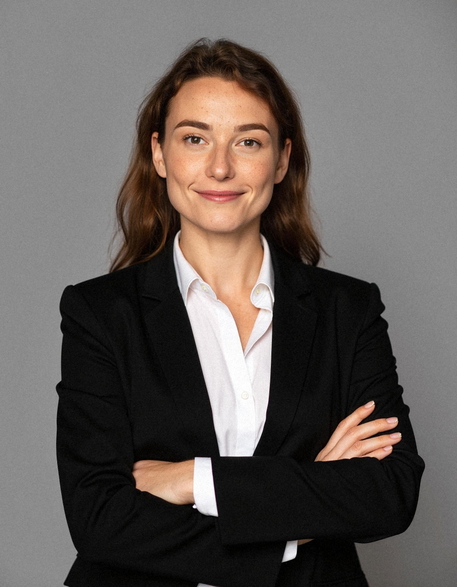 Professional AI-generated headshot of the same woman by GoStudio