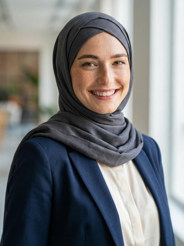 Classic wrap AI hijab headshot style Classic wrap AI hijab headshot style