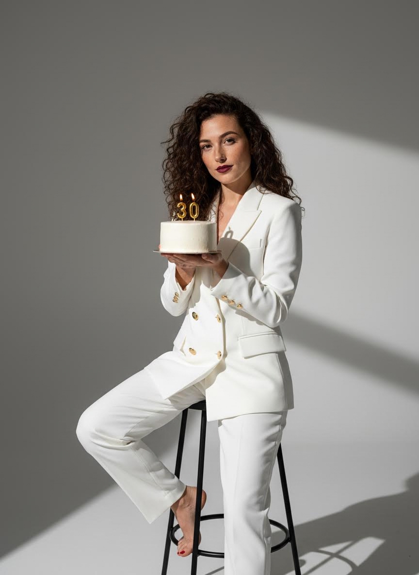 Formal milestone AI birthday portrait for women, generated from selfie