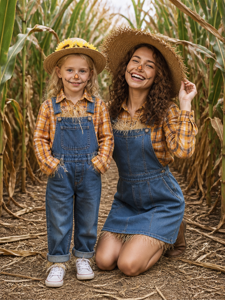 GoStudio.ai / Scarecrow Mother & Daughter Example / AI Image Prompt / GoStudio.ai Scarecrow Mother & Daughter — AI prompt example