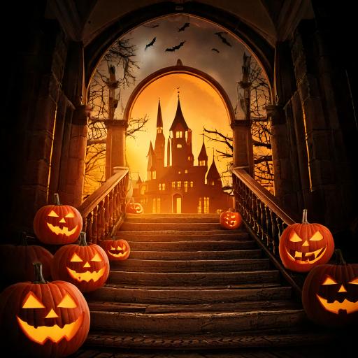 GoStudio.ai / Moonlit Halloween background / Backdrop library / GoStudio.ai Moonlit Halloween forest background from the GoStudio.ai library