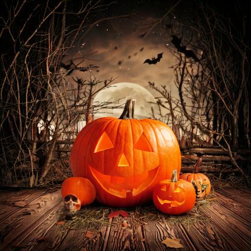 GoStudio.ai / Candlelit Halloween background / Backdrop library / GoStudio.ai Candlelit Halloween porch background from the GoStudio.ai library