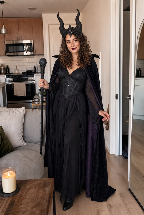 AI Horned Sorceress at Home Halloween Photo | GoStudio.ai Horned Sorceress at Home Halloween photo, costume style generated by GoStudio.ai