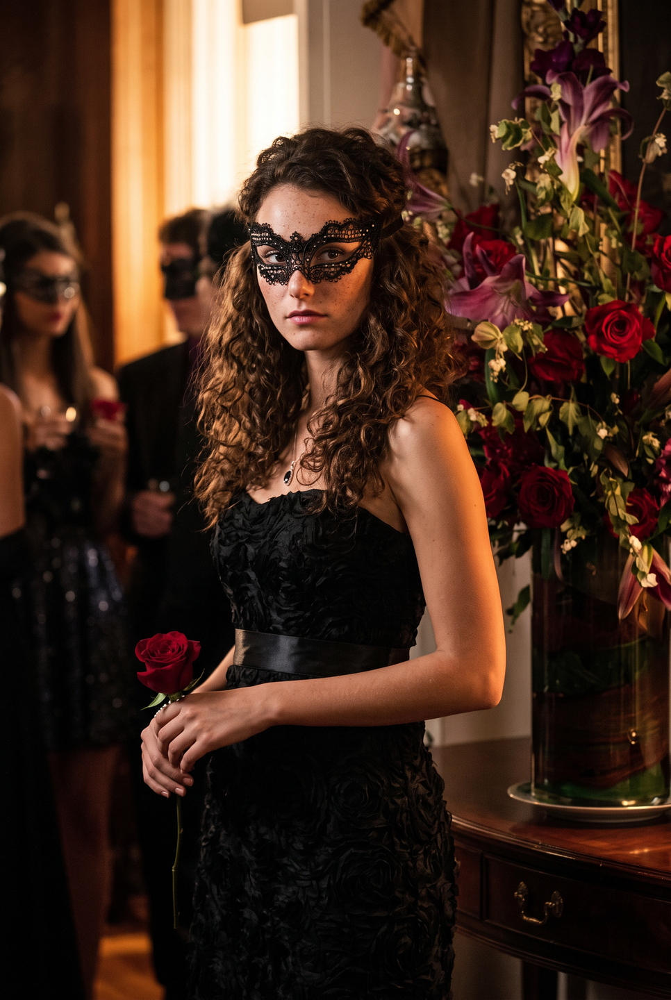 Masquerade Rose Ball Halloween photo for women, generated from a selfie by GoStudio.ai Masquerade Rose Ball Halloween photo for women, generated from a selfie by GoStudio.ai